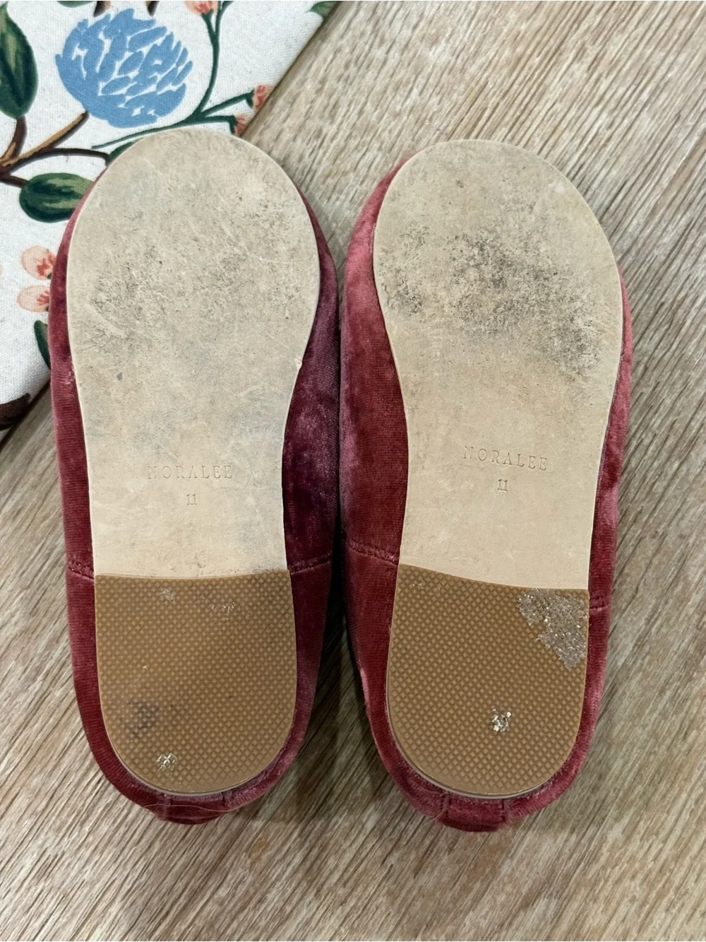 Girls' Noralee Velvet Mary Jane Ballet Flats in Ruby Size 11